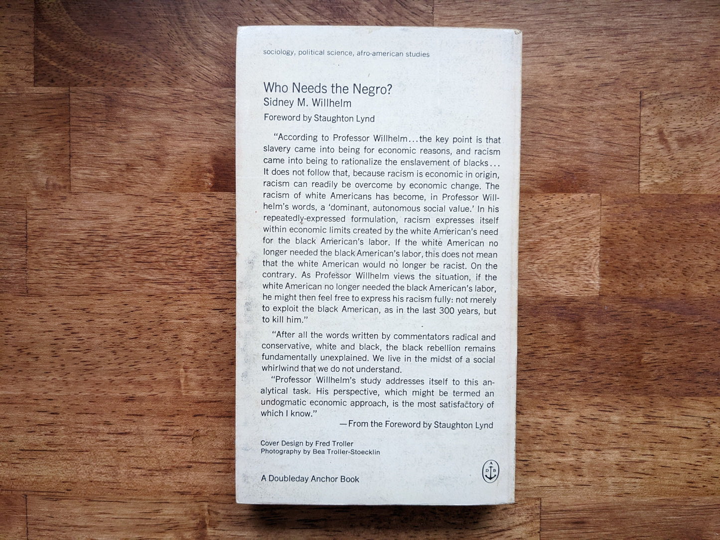 Sidney Willhelm - Who Needs the Negro?