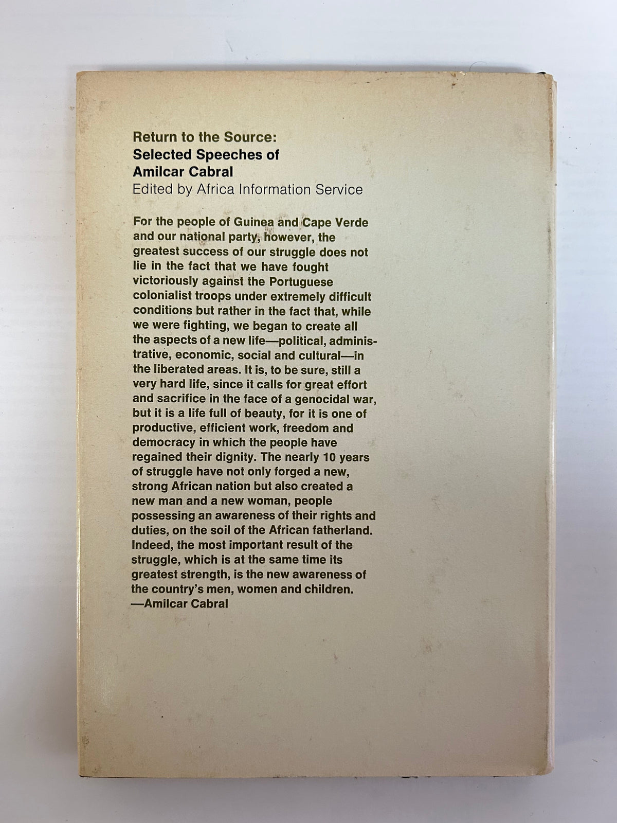 Africa Information Service - Return to the Source: Selected Speeches of Amilcar Cabral